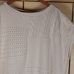 CHAPS Denim Women's Heritage Cream Cable Boxy Sweater Vest Sz XL